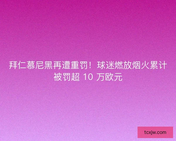 拜仁慕尼黑再遭重罚！球迷燃放烟火累计被罚超 10 万欧元